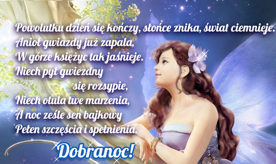 Dziewczynka ze skrzydełkami pozdrawia na dobranoc